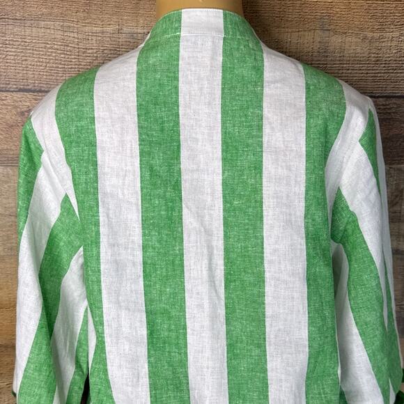 Kate Spade Awning Stripe Pom-Pom Tunic Dress Crop Sleeve White Green SZ Medium - Picture 9 of 14